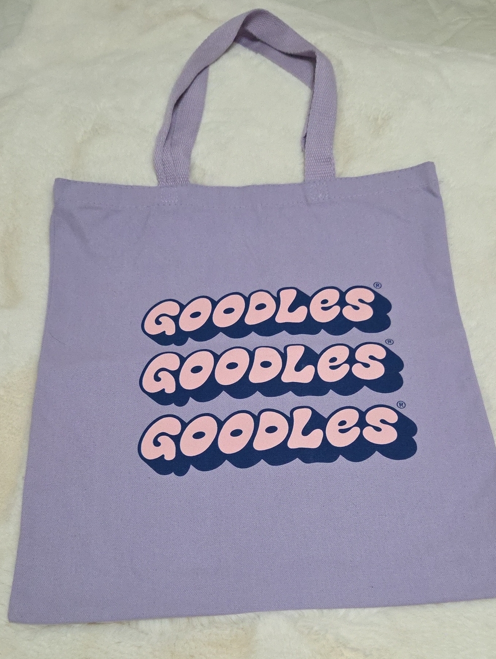 Lavender Canvas Tote Bag with Pink Logo